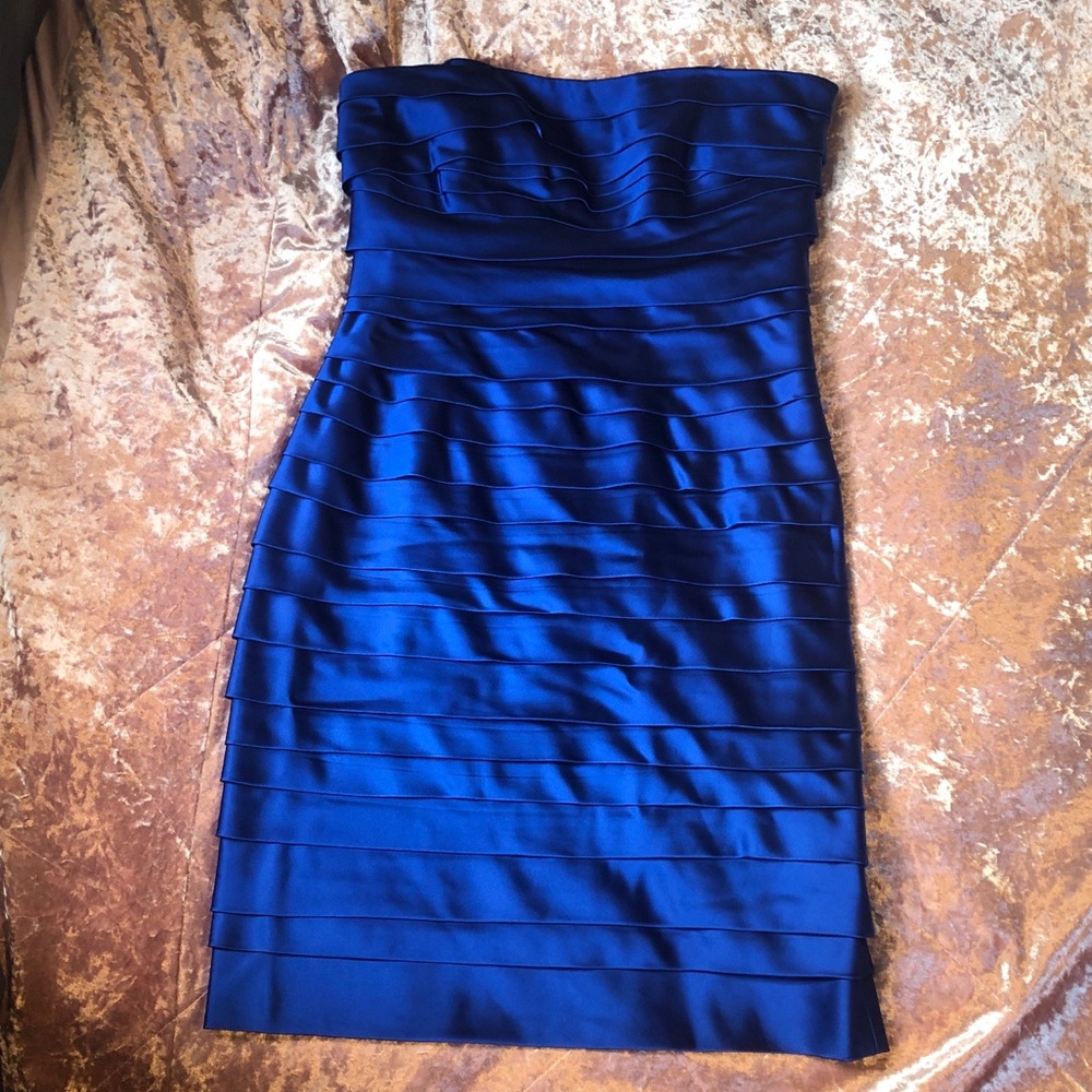 Strapless blue Calvin Klein cocktail dress